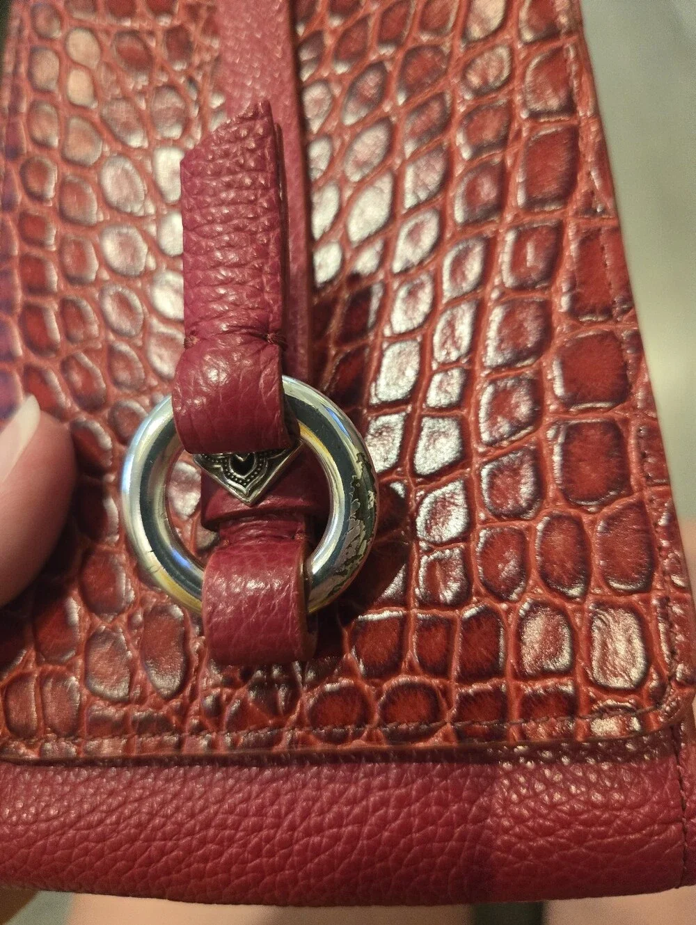 Brighton Red Croc-Embossed Crossbody Phone Wallet